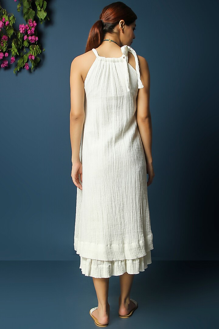White Crepe Cotton Layered Summer Dress by Vasstram at Pernia's Pop Up Shop