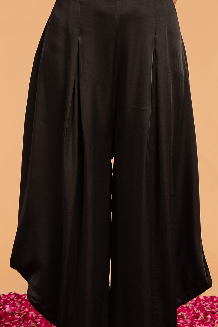 Black Modal Satin Dhoti Pants by Vasstram at Pernia's Pop Up Shop