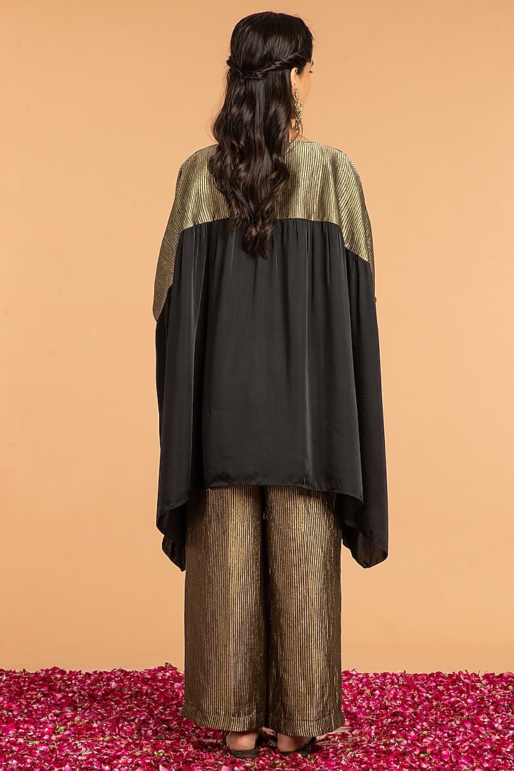 Black Mashru Zari Striped Kaftan by Vasstram at Pernia's Pop Up Shop