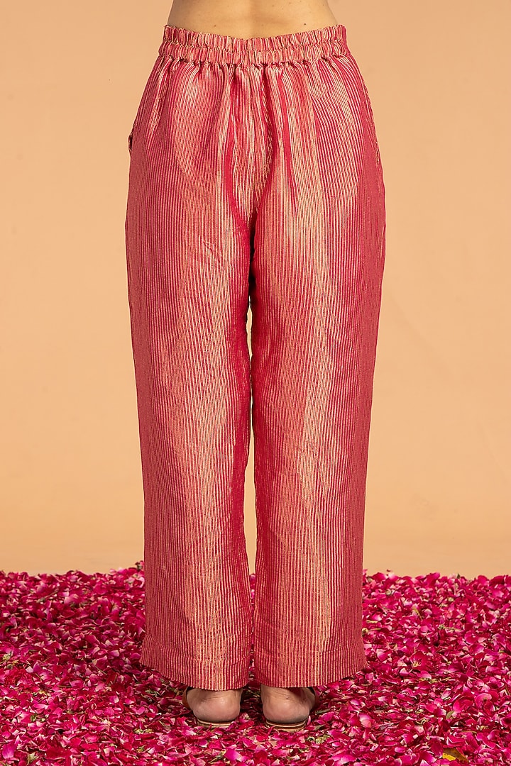 Rani Pink Zari Pants by Vasstram at Pernia's Pop Up Shop