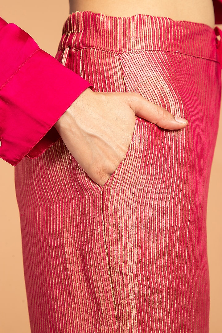 Rani Pink Zari Pants by Vasstram at Pernia's Pop Up Shop