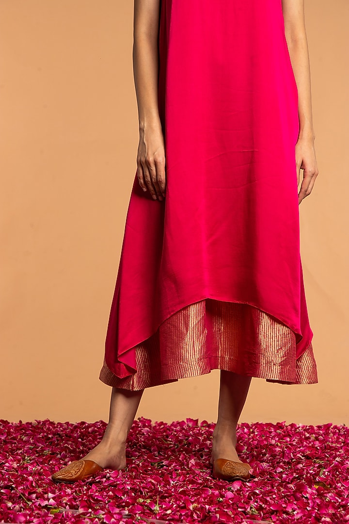 Magenta Modal Satin A-Line Tunic by Vasstram at Pernia's Pop Up Shop