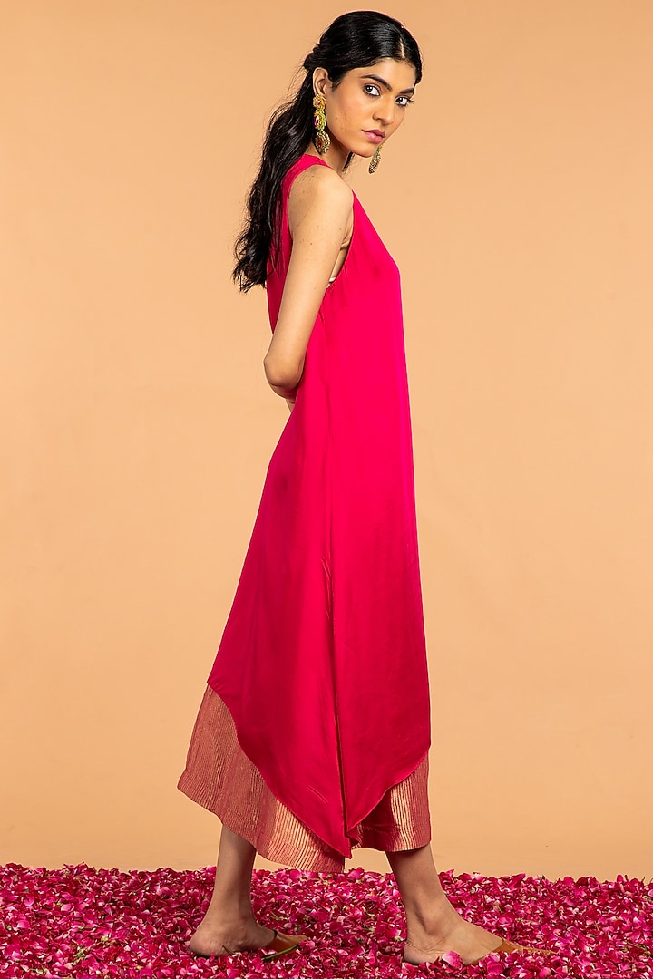 Magenta Modal Satin A-Line Tunic by Vasstram at Pernia's Pop Up Shop