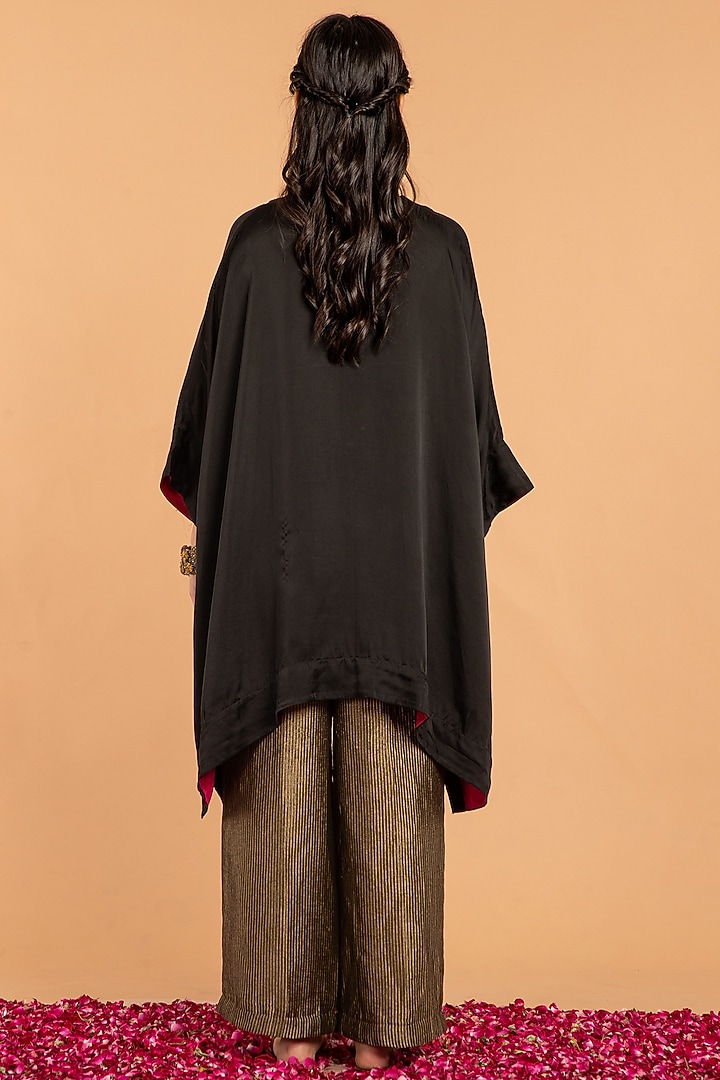 Black Modal Satin Tunic by Vasstram at Pernia's Pop Up Shop