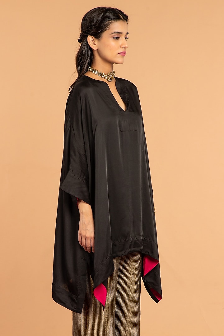 Black Modal Satin Tunic by Vasstram at Pernia's Pop Up Shop