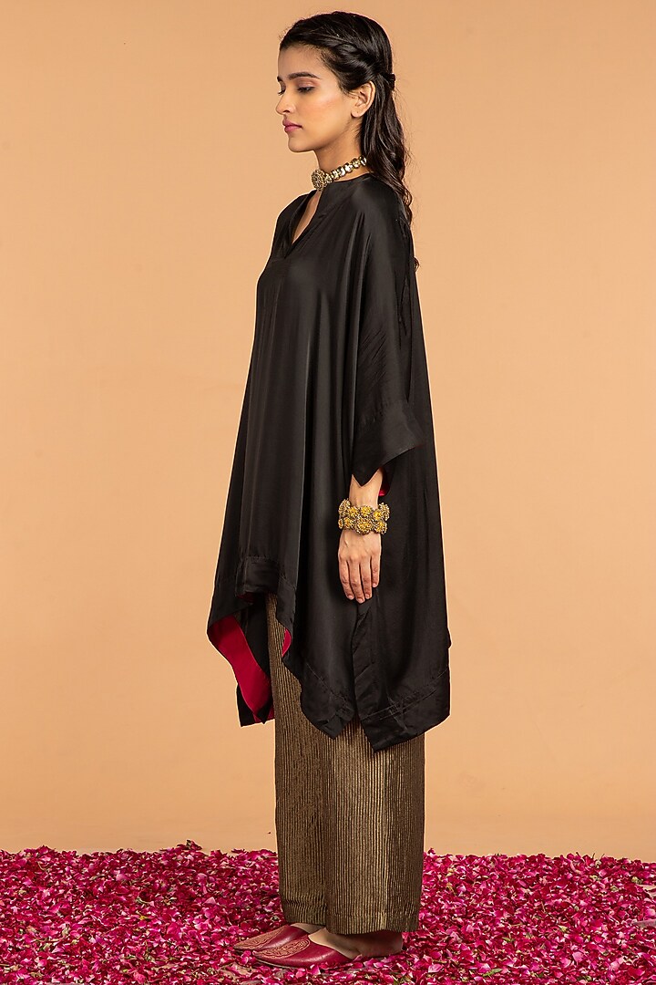 Black Modal Satin Tunic by Vasstram at Pernia's Pop Up Shop