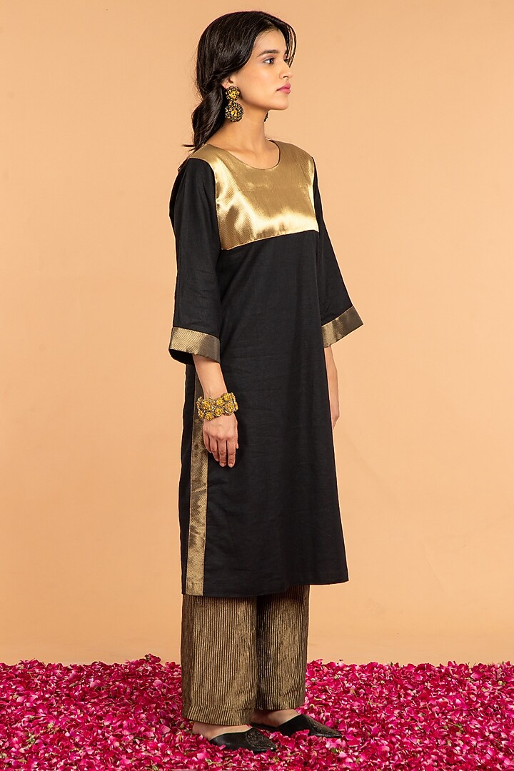 Black & Gold Cotton Tunic by Vasstram at Pernia's Pop Up Shop