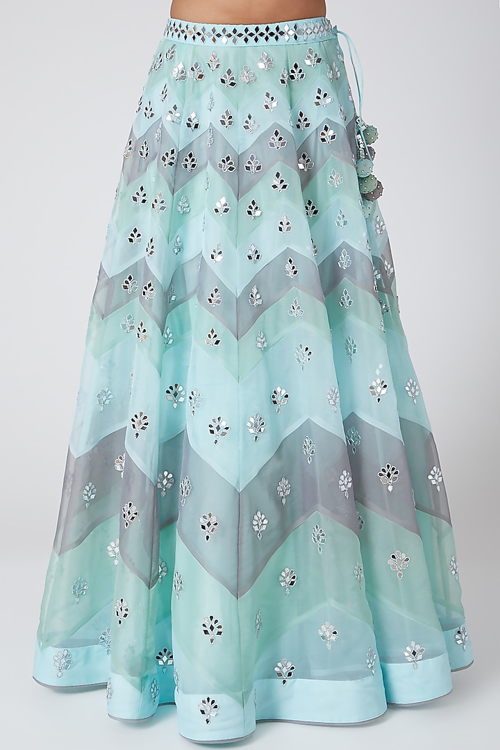Powder Blue Embroidered Wedding Lehenga Set by Vandana Sethi at Pernia's Pop Up Shop