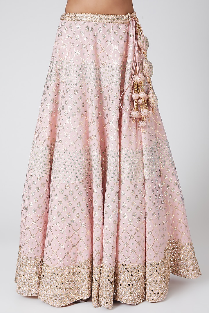 Blush Pink Embroidered Wedding Lehenga Set by Vandana Sethi at Pernia's Pop Up Shop