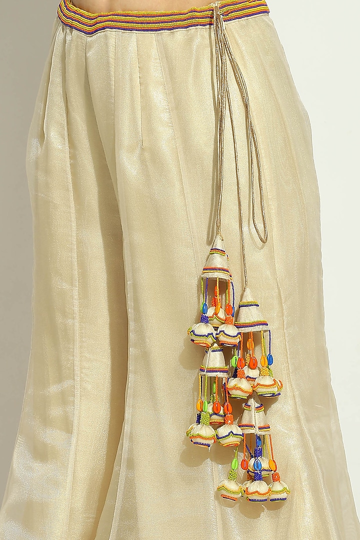 Golden Beige Organza Bridal Sharara Set by Vandana Sethi at Pernia's Pop Up Shop