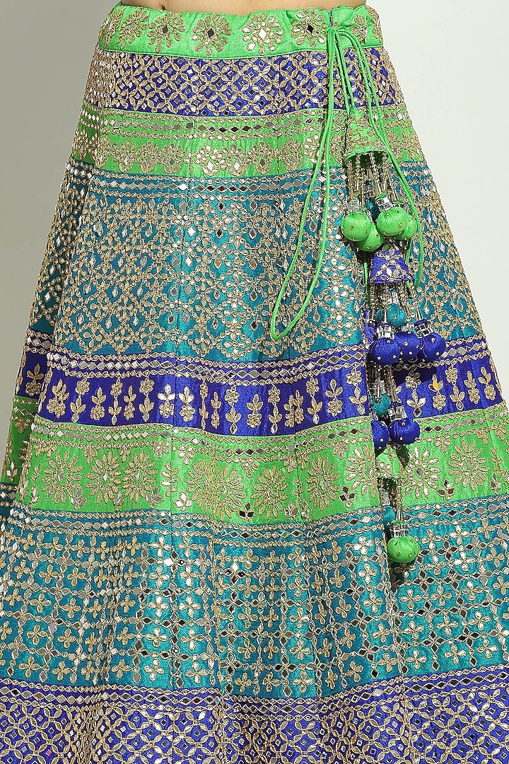 Multi-Colored Dupion Silk Gota Patti Embroidered Bridal Lehenga Set by Vandana Sethi at Pernia's Pop Up Shop