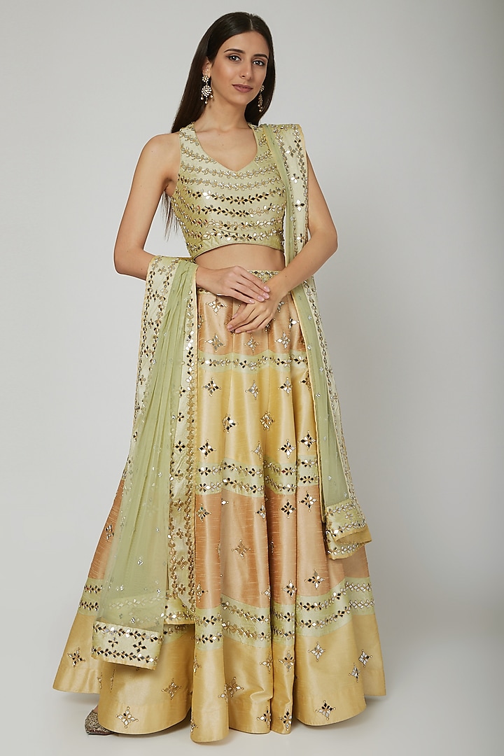 Multi Colored Embroidered Wedding Lehenga Set by Vandana Sethi at Pernia's Pop Up Shop