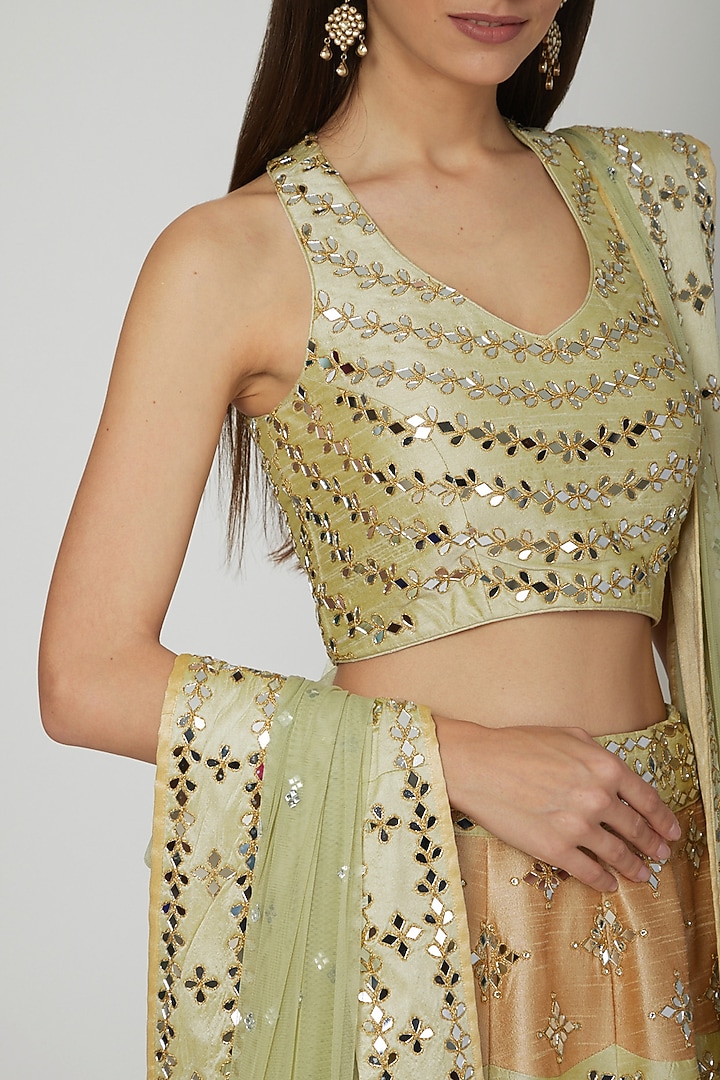 Multi Colored Embroidered Wedding Lehenga Set by Vandana Sethi at Pernia's Pop Up Shop