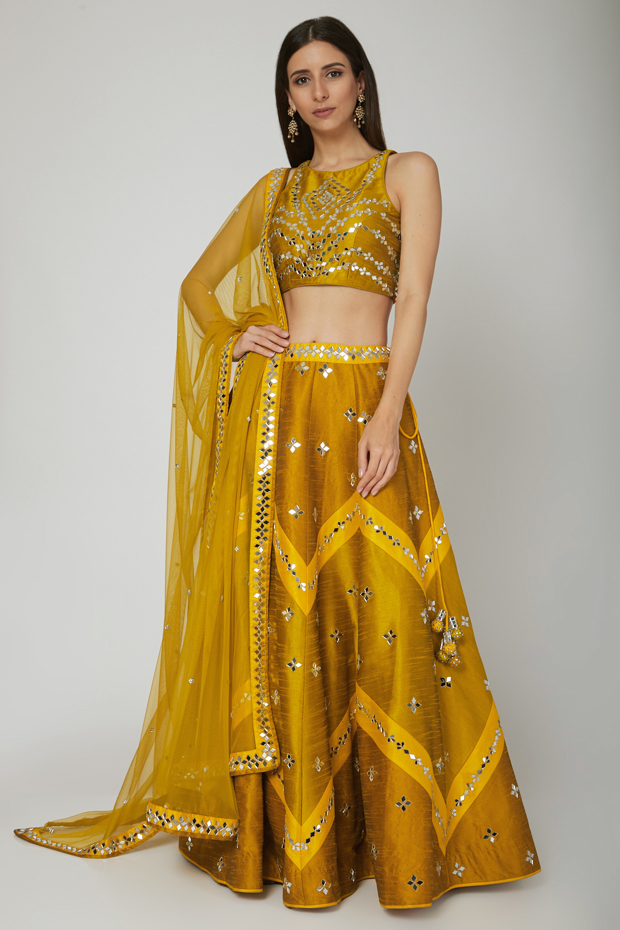 Multi Colored Wedding Lehenga Set With Embroidery by Vandana Sethi at Pernia's Pop Up Shop
