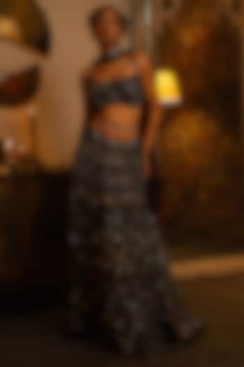 Black Net Sequins Work Bridal Lehenga Set by Vandana Sethi at Pernia's Pop Up Shop