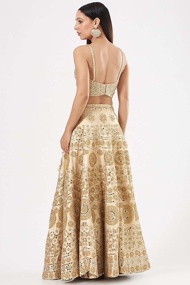 Gold Embroidered Wedding Lehenga Set by Vandana Sethi at Pernia's Pop Up Shop