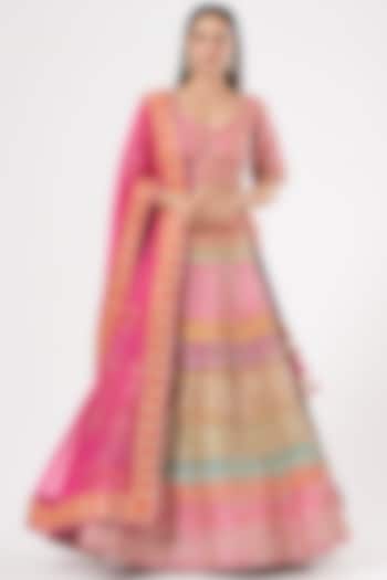 Fuchsia Embroidered Wedding Lehenga Set by Vandana Sethi at Pernia's Pop Up Shop