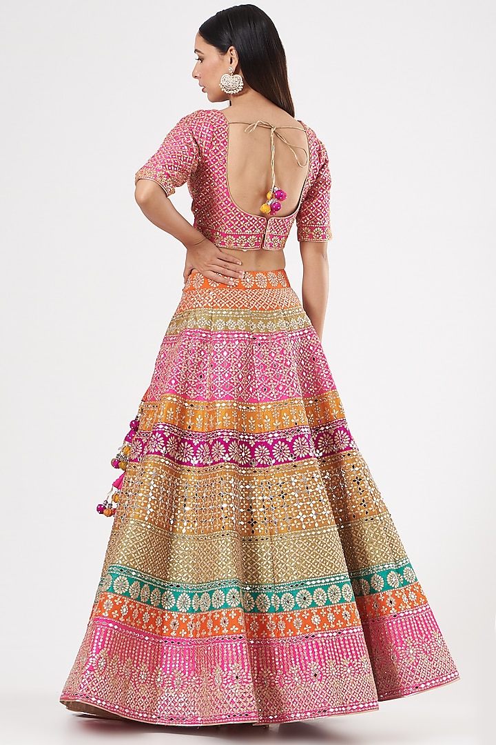 Fuchsia Embroidered Wedding Lehenga Set by Vandana Sethi at Pernia's Pop Up Shop