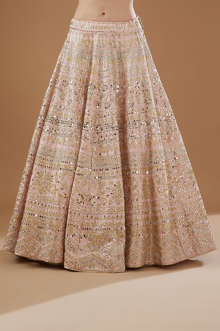 Pink Dupion Silk Embroidered Bridal Lehenga Set by Vandana Sethi at Pernia's Pop Up Shop