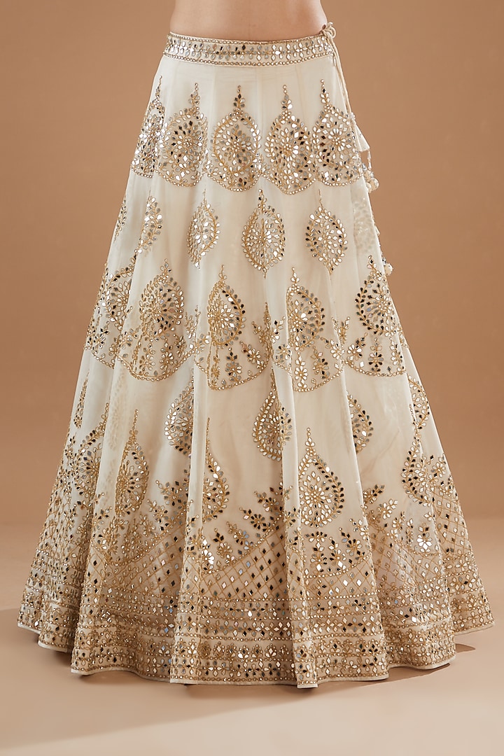 Ivory Organza Embroidered Bridal Lehenga Set by Vandana Sethi at Pernia's Pop Up Shop