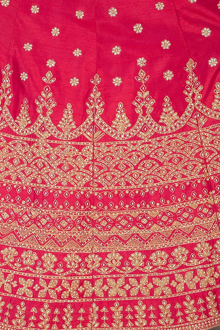 Fuschia & Orange Embroidered Wedding Lehenga Set by Vandana Sethi at Pernia's Pop Up Shop
