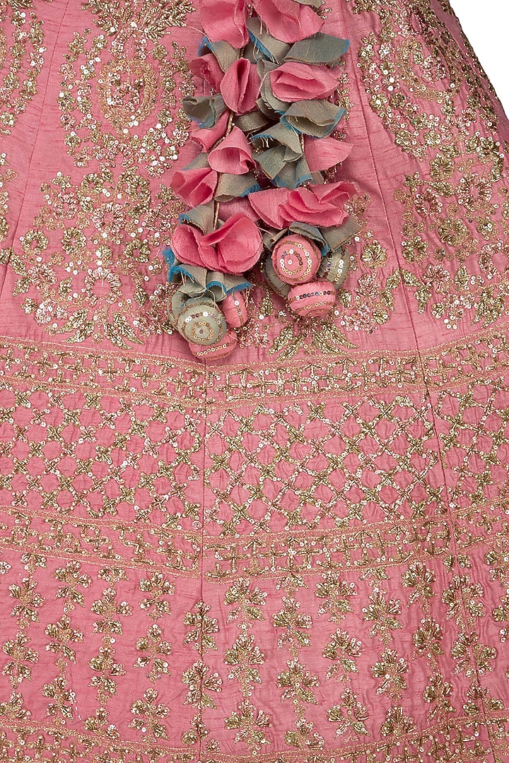 Pink Zari Embroidered Wedding Lehenga Set by Vandana Sethi at Pernia's Pop Up Shop
