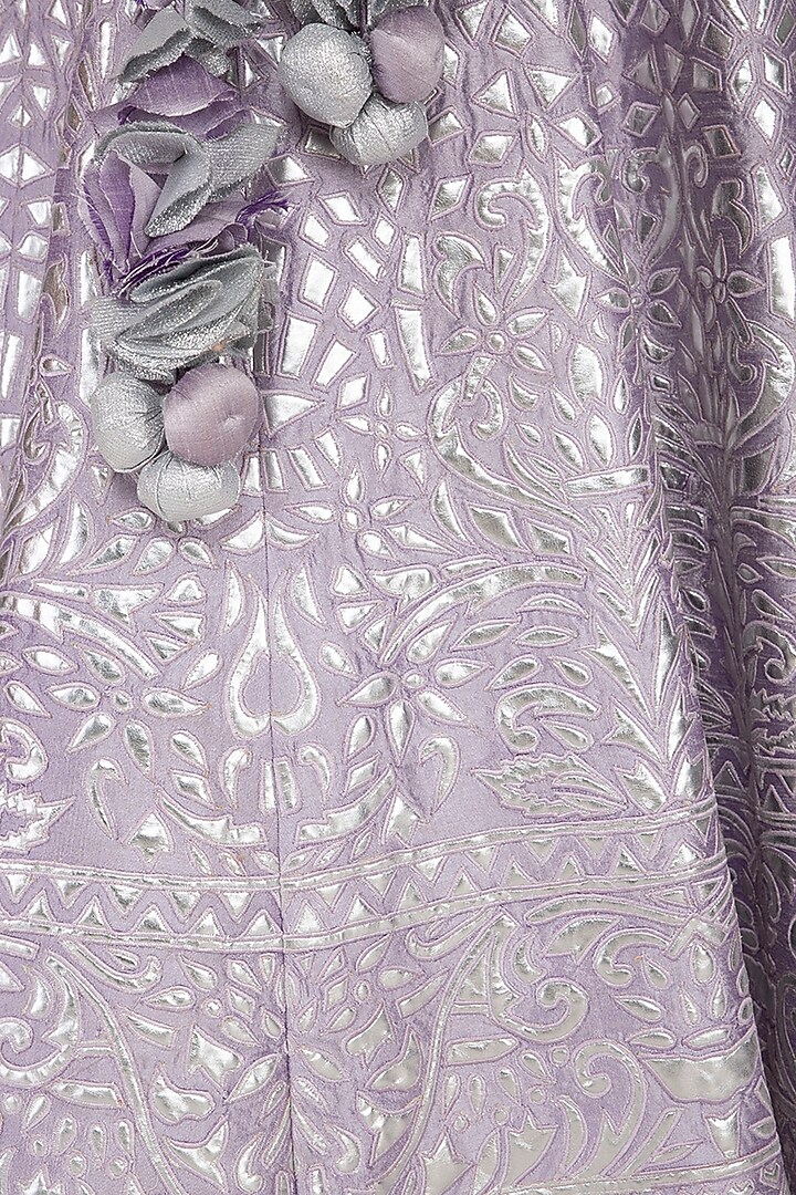 Lilac Leather Worked Wedding Lehenga Set by Vandana Sethi at Pernia's Pop Up Shop