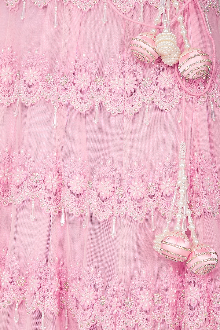 Pink Embroidered Chikankari Wedding Lehenga Set by Vandana Sethi at Pernia's Pop Up Shop