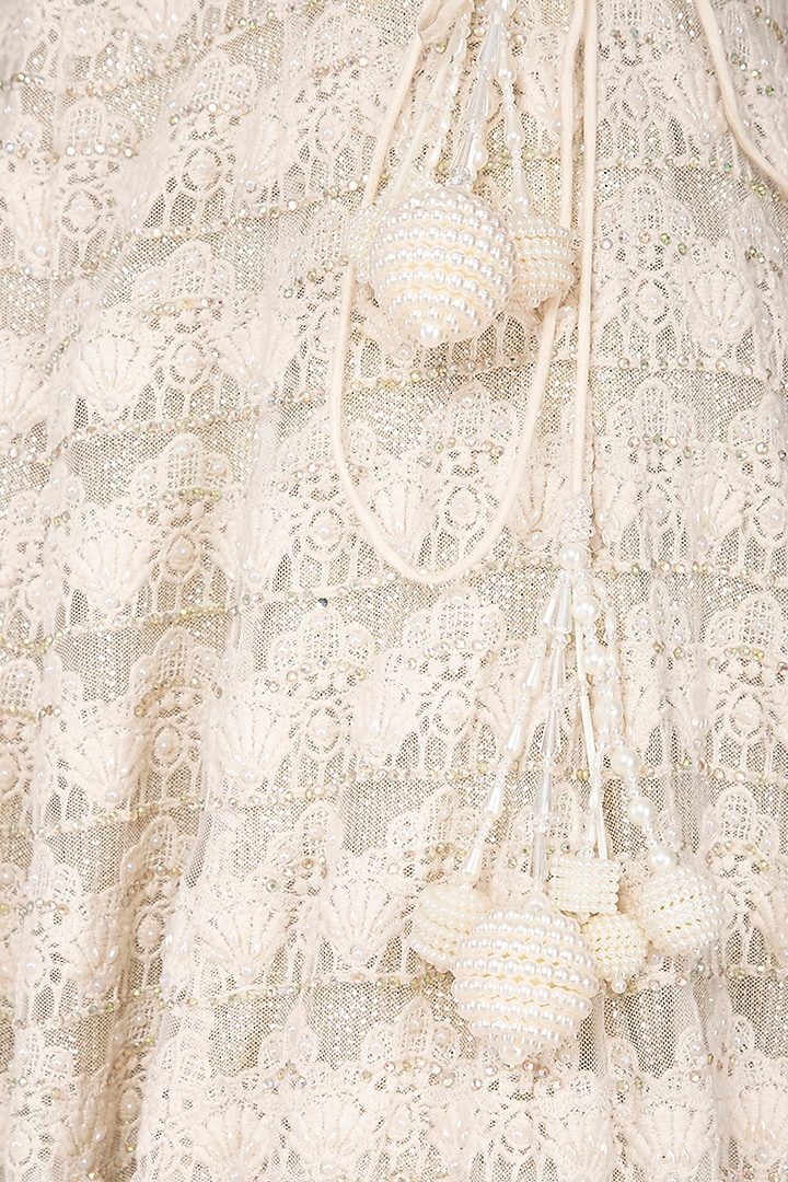 Ivory Embroidered Chikankari Wedding Lehenga Set by Vandana Sethi at Pernia's Pop Up Shop