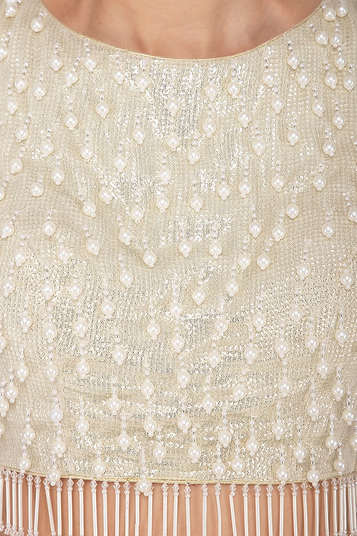 Ivory Embroidered Chikankari Wedding Lehenga Set by Vandana Sethi at Pernia's Pop Up Shop
