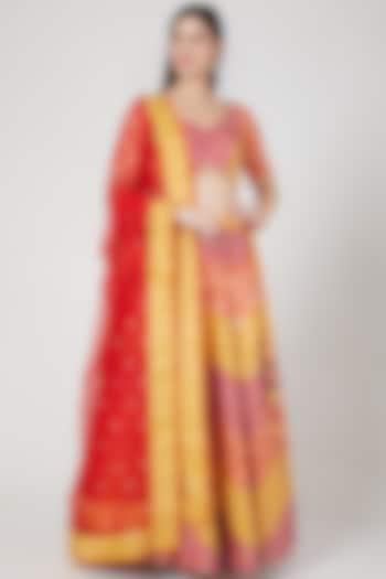 Multi Colored Embroidered Wedding Lehenga Set by Vandana Sethi at Pernia's Pop Up Shop