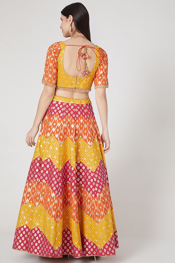 Multi Colored Embroidered Wedding Lehenga Set by Vandana Sethi at Pernia's Pop Up Shop