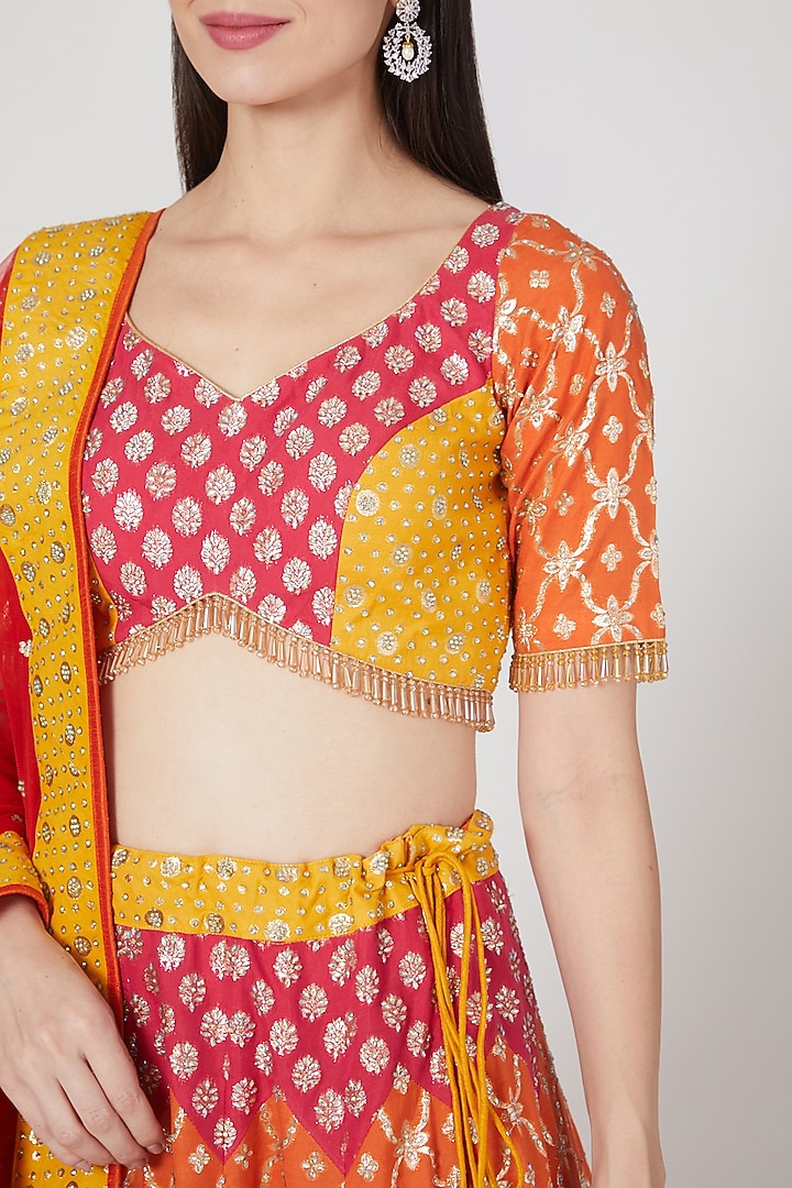 Multi Colored Embroidered Wedding Lehenga Set by Vandana Sethi at Pernia's Pop Up Shop