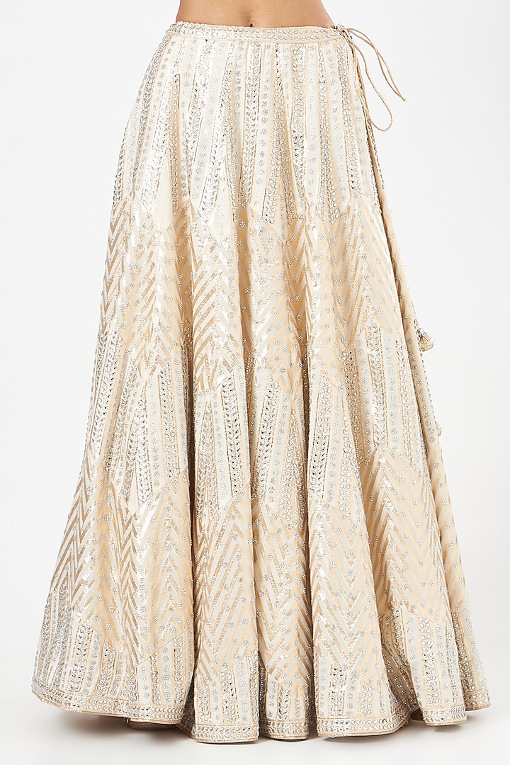 Ivory Mirror Embroidered Wedding Lehenga Set by Vandana Sethi at Pernia's Pop Up Shop