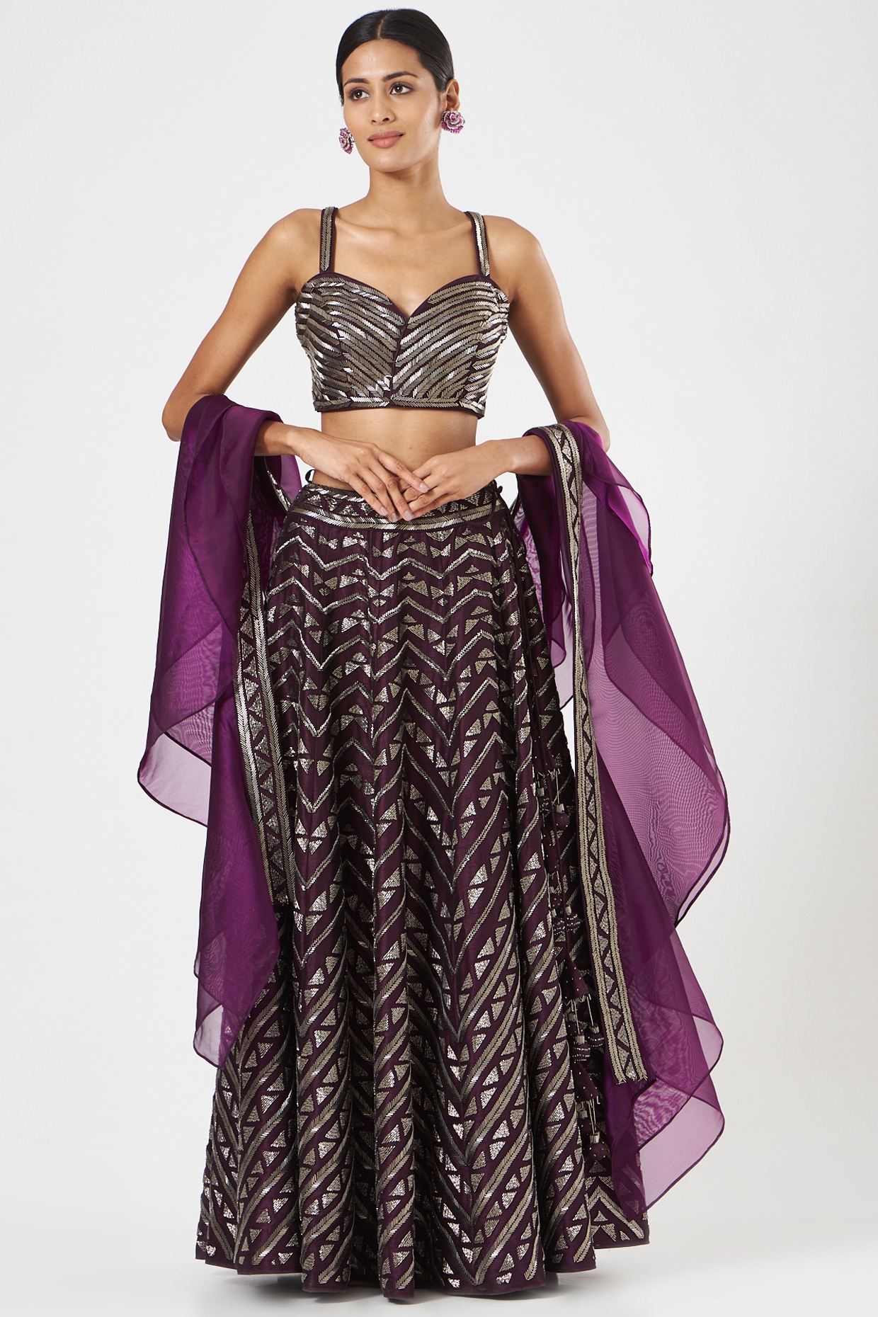 Deep Purple Embroidered Lehenga Set Design By Vandana Sethi At Pernia's ...