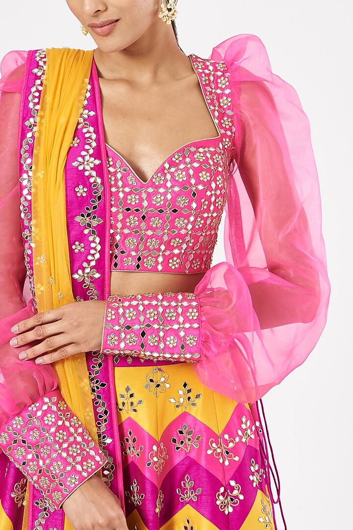 Fuchsia Dupion Silk Wedding Lehenga Set by Vandana Sethi at Pernia's Pop Up Shop