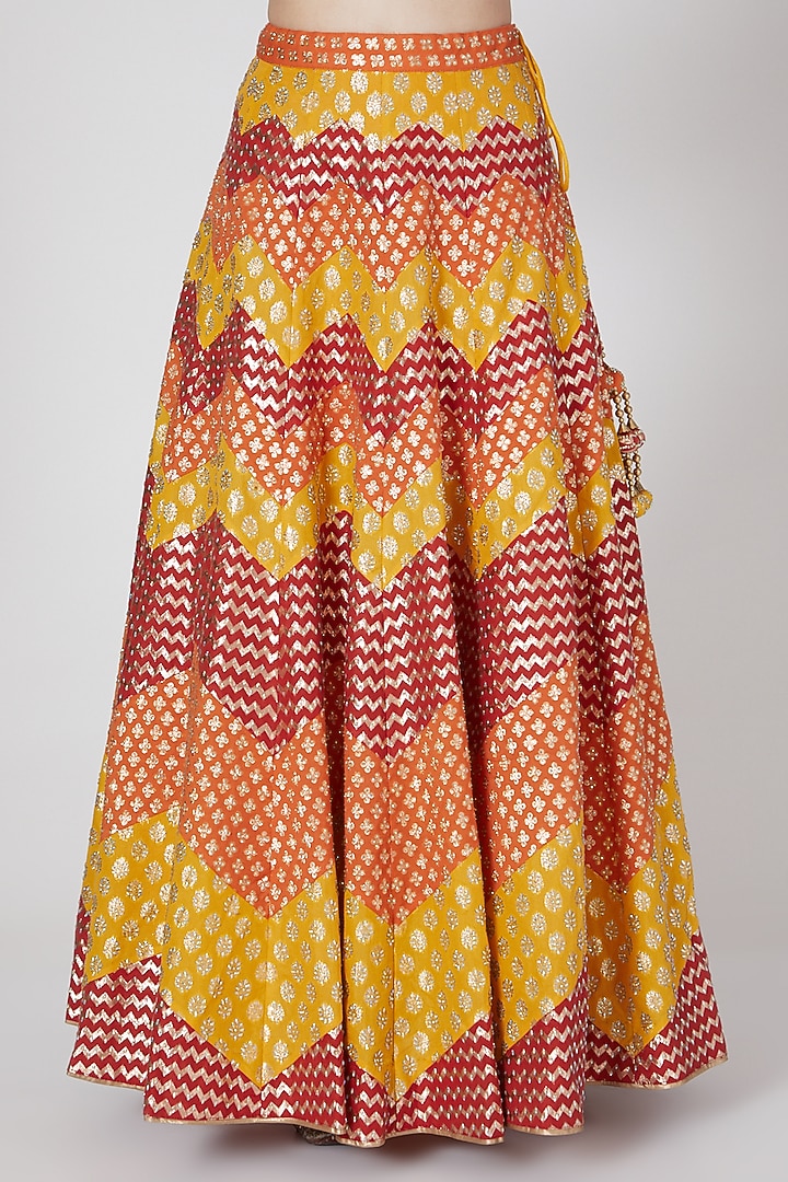 Multi Colored Embroidered & Brocade Wedding Lehenga Set by Vandana Sethi at Pernia's Pop Up Shop
