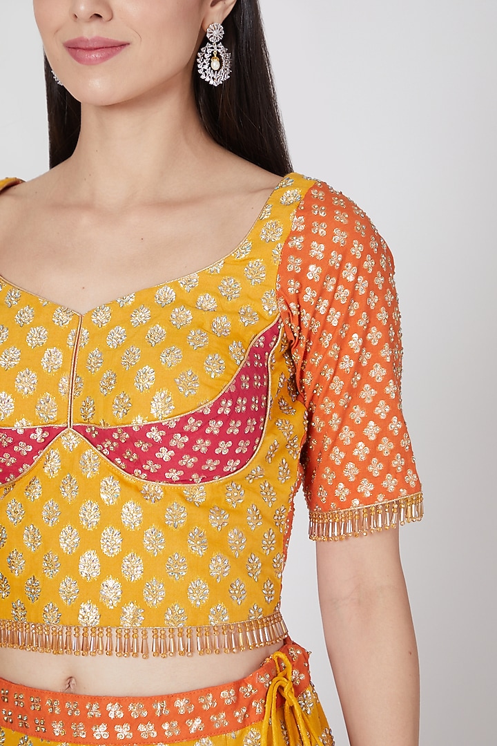 Multi Colored Embroidered & Brocade Wedding Lehenga Set by Vandana Sethi at Pernia's Pop Up Shop
