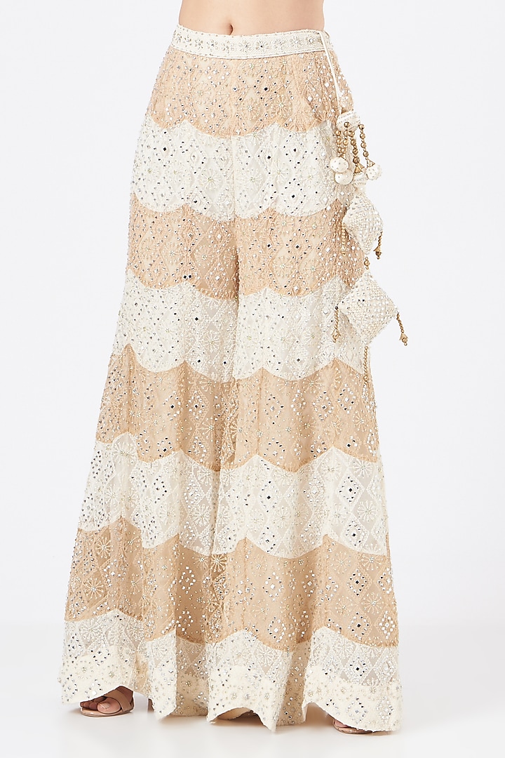 Beige Chikankari Bridal Sharara Set by Vandana Sethi at Pernia's Pop Up Shop