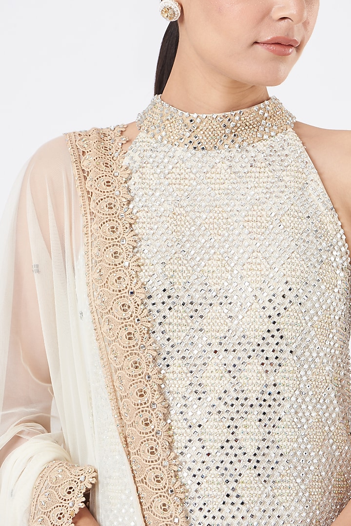 Beige Chikankari Bridal Sharara Set by Vandana Sethi at Pernia's Pop Up Shop