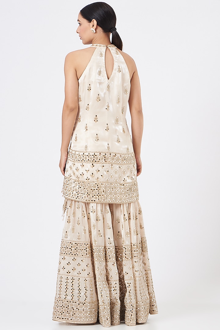 Ivory Organza Gharara Set by Vandana Sethi at Pernia's Pop Up Shop