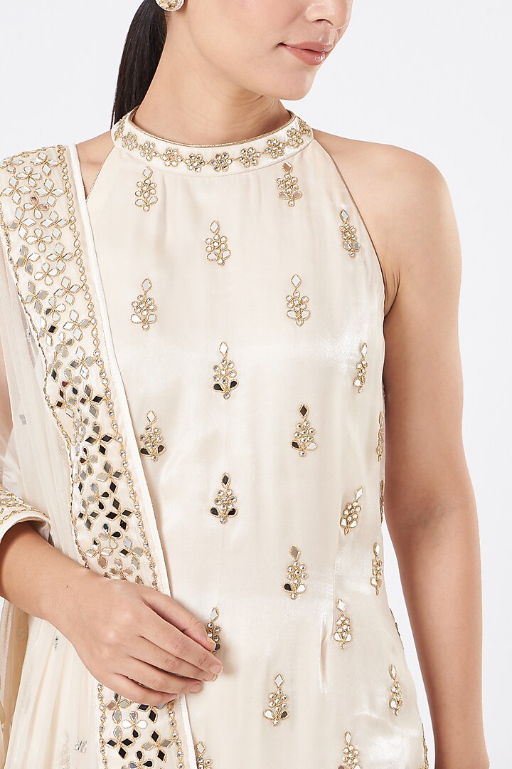 Ivory Organza Gharara Set by Vandana Sethi at Pernia's Pop Up Shop