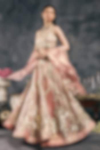 Multi-Colored Pastel Shimmer Organza Gota Embroidered Wedding Lehenga Set by Vandana Sethi at Pernia's Pop Up Shop