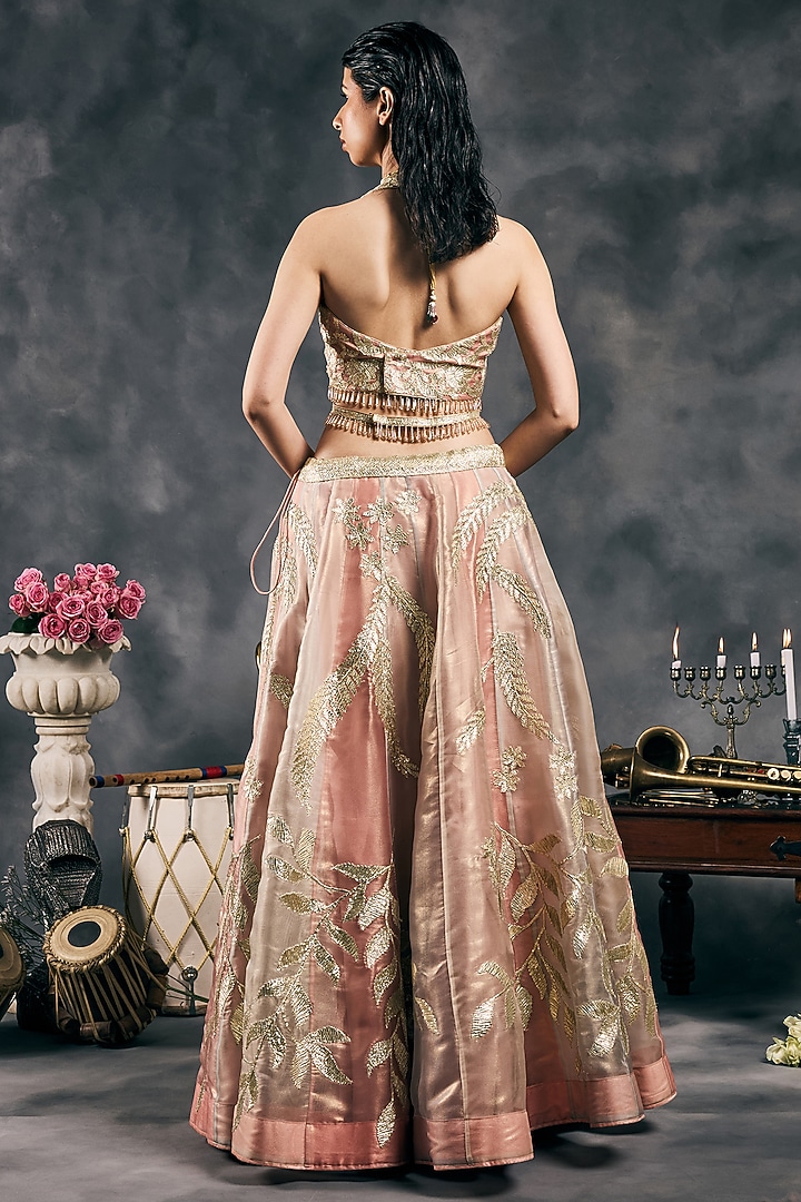 Multi-Colored Pastel Shimmer Organza Gota Embroidered Wedding Lehenga Set by Vandana Sethi at Pernia's Pop Up Shop