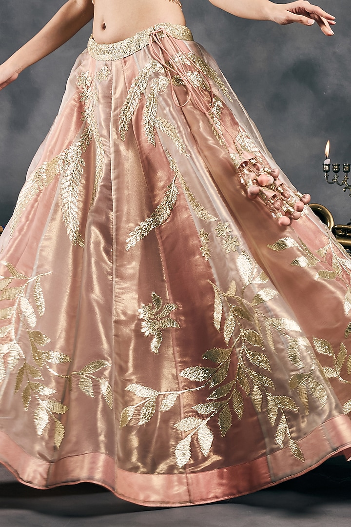 Multi-Colored Pastel Shimmer Organza Gota Embroidered Wedding Lehenga Set by Vandana Sethi at Pernia's Pop Up Shop