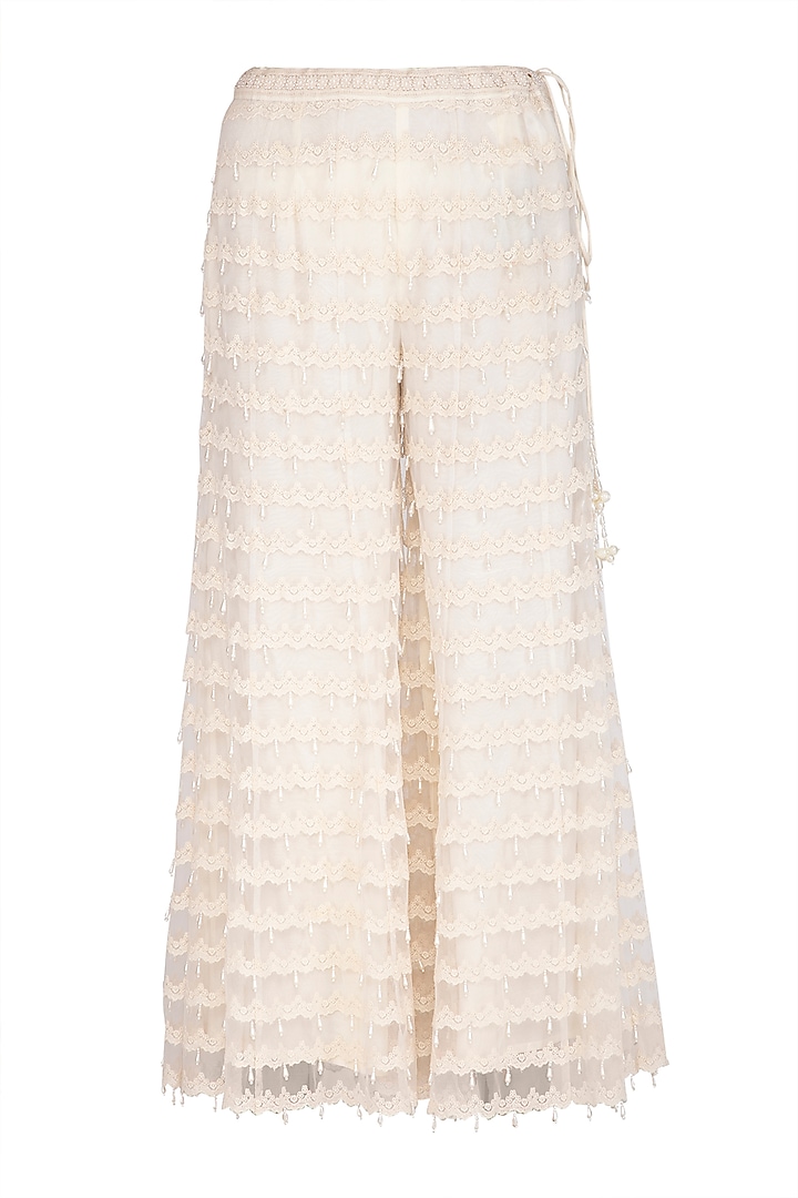 Ivory Embellished Bridal Sharara Set by Vandana Sethi at Pernia's Pop Up Shop