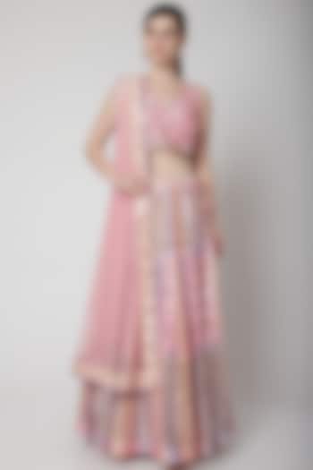 Blush Pink Embroidered Lehenga Set by Vandana Sethi