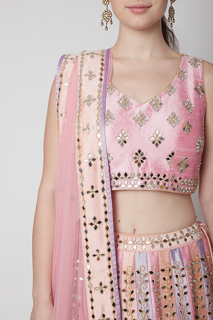 Blush Pink Embroidered Wedding Lehenga Set by Vandana Sethi at Pernia's Pop Up Shop