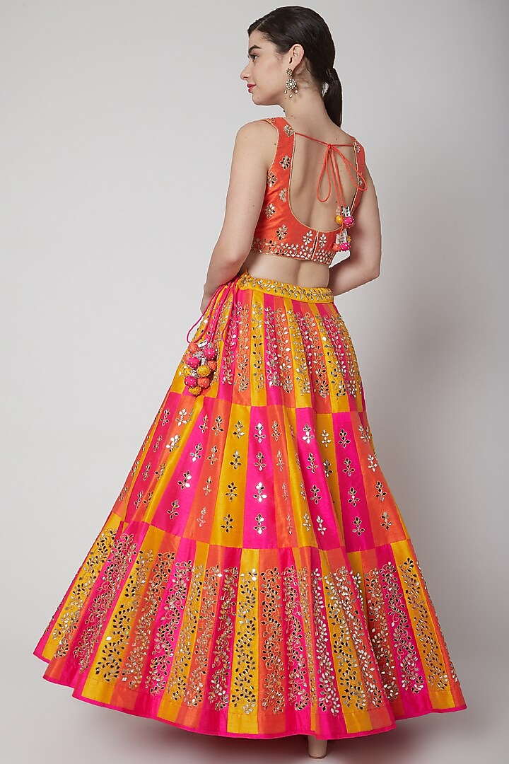 Orange Embroidered Wedding Lehenga Set by Vandana Sethi at Pernia's Pop Up Shop