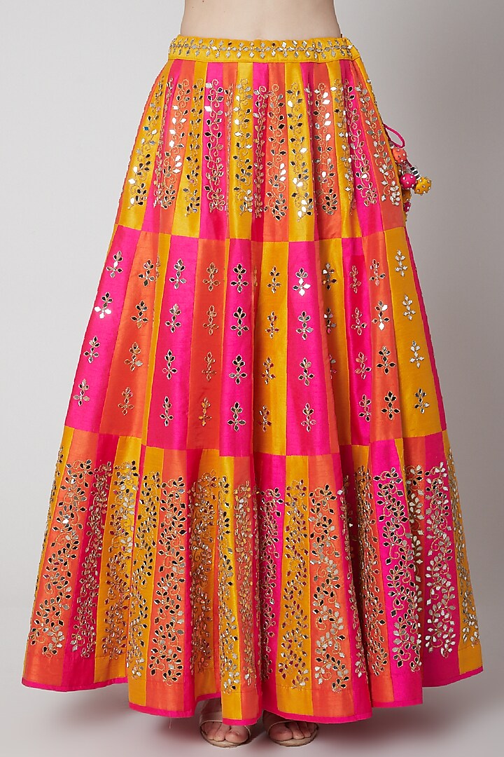 Orange Embroidered Wedding Lehenga Set by Vandana Sethi at Pernia's Pop Up Shop